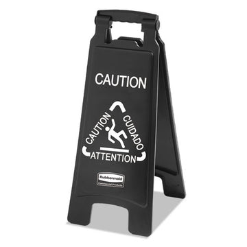 Rubbermaid® Commercial Executive 2-sided Multi-lingual Caution Sign, Black-white, 10 9-10 X 26 1-10 freeshipping - TVN Wholesale